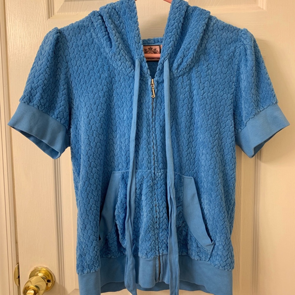 Juicy Couture Blue Terry Cloth Zip-Up